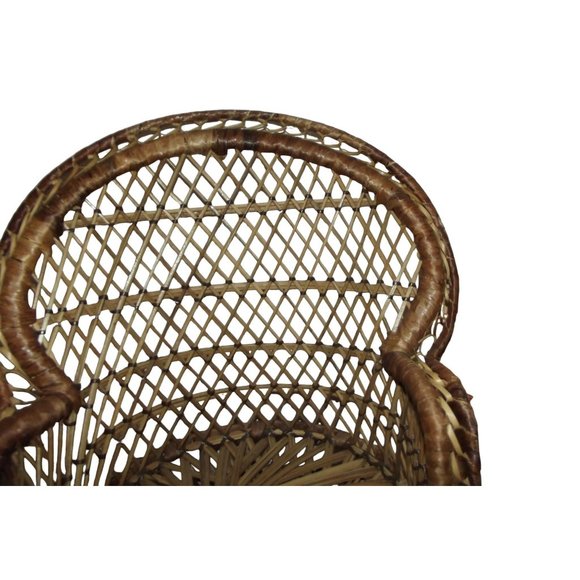 Rattan Wicker Doll Chair Plant Stand 16” High Back Peacock Vintage - Picture 2 of 8
